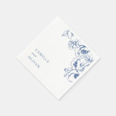 Elegant Blauw Bloementuin Trouwnamen Servet (Hoek)
