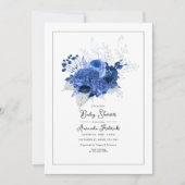 Elegant blauw bloemig Baby shower Kaart (Voorkant)