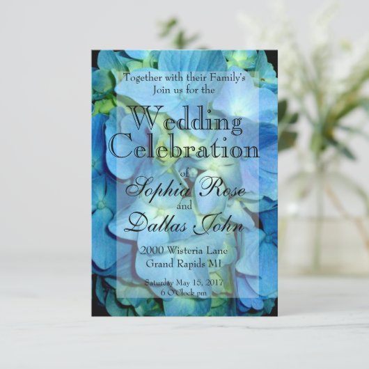 Elegant blauw bloemig blauwgroen bloemig Hydrangea Kaart (Staand voorkant)