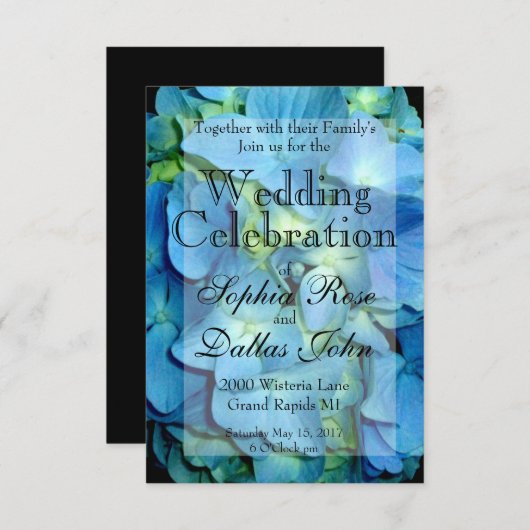 Elegant blauw bloemig blauwgroen bloemig Hydrangea Kaart (Voorkant / Achterkant)