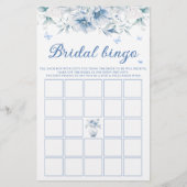 Elegant Blauw Bloemig Bruidsdouche Bingo Spel (Voorkant)