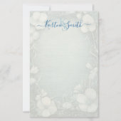 Elegant Blauw Bloemig Persoonlijk Briefpapier (Voorkant)