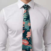 Elegant blauw bloemig Stropdas