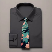 Elegant blauw bloemig Stropdas