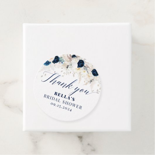 Elegant blauw bloemig Vrijgezellenfeest dank u Bedankjes Labels (In situ)