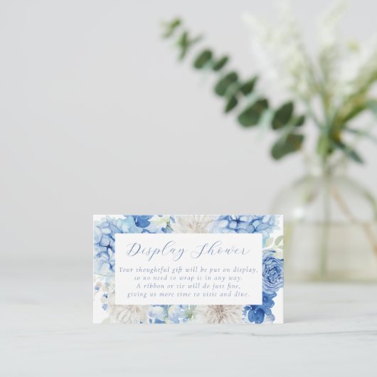 Elegant blauw bloemig Vrijgezellenfeest Informatiekaartje (Staand voorkant)