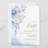 Elegant blauw bloemig Vrijgezellenfeest Kaart (Voorkant)