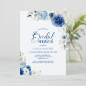 Elegant blauw bloemig Vrijgezellenfeest Kaart (Staand voorkant)