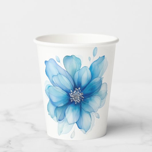 Elegant blauw bloemig Vrijgezellenfeest Papieren Bekers (Achterkant)