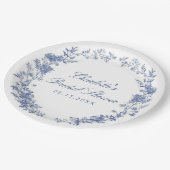 Elegant blauw bloemig Vrijgezellenfeest Papieren Bordje (Gekanteld)