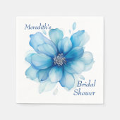 Elegant blauw bloemig Vrijgezellenfeest Servet (Voorkant)