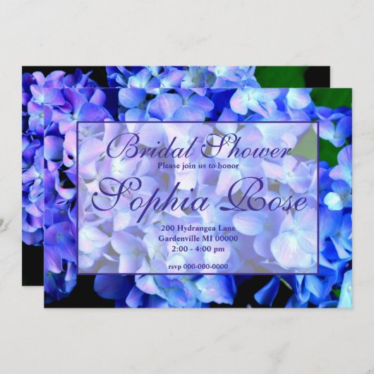 Elegant blauw bloemige hortensia's vrijgezellenfee kaart (Voorkant / Achterkant)
