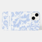 Elegant Blauw Bloemmotief Botanisch Case-Mate iPhone Case (Achterkant (horizontaal))