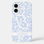 Elegant Blauw Bloemmotief Botanisch Case-Mate iPhone Case (Achterkant)