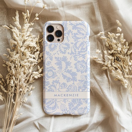 Elegant Blauw Bloemmotief Botanisch Case-Mate iPhone Case