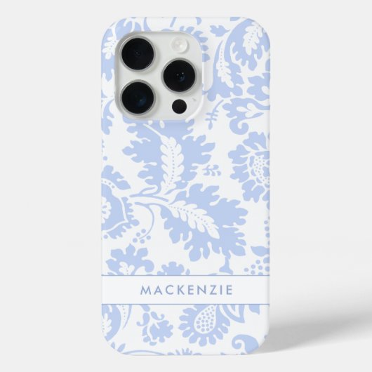 Elegant Blauw Bloemmotief Botanisch Case-Mate iPhone Case (Achterkant)