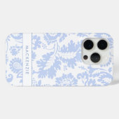 Elegant Blauw Bloemmotief Botanisch Case-Mate iPhone Case (Achterkant (horizontaal))
