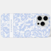 Elegant Blauw Bloemmotief Botanisch Case-Mate iPhone Case (Achterkant (horizontaal))