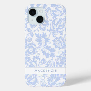Elegant Blauw Bloemmotief Botanisch iPhone 15 Case