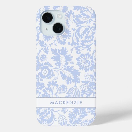 Elegant Blauw Bloemmotief Botanisch Case-Mate iPhone Case (Achterkant)