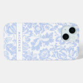 Elegant Blauw Bloemmotief Botanisch Case-Mate iPhone Case (Achterkant (horizontaal))