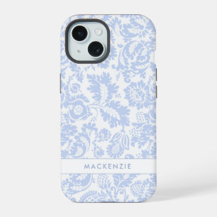 Elegant Blauw Bloemmotief Botanisch iPhone 15 Case