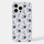 Elegant Blauw Bloemmotief  iPhone Hoesje (Achterkant)