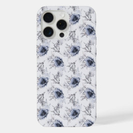 Elegant Blauw Bloemmotief  iPhone 15 Pro Max Case
