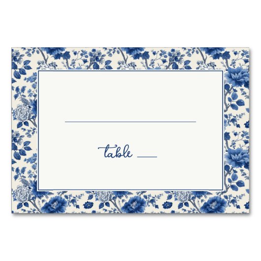 Elegant Blauw Bloemmotief Kaart (Voorkant)