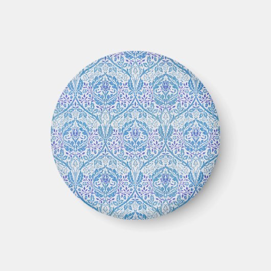 Elegant Blauw Bloemmotief Magneet (Voorkant)