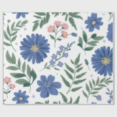 Elegant blauw bloemmotief met fris groen cadeaupapier (Vlak)