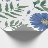 Elegant blauw bloemmotief met fris groen cadeaupapier (Hoek)