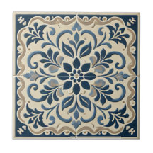 Elegant Blauw Bloemmotief - Portugese Azuljo Desig