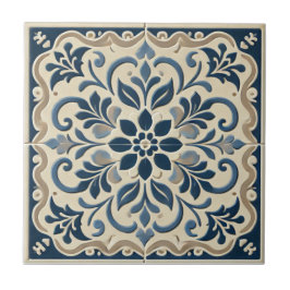 Elegant Blauw Bloemmotief - Portugese Azuljo Desig Tegeltje