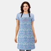 Elegant Blauw Bloemmotief Schort (Gedragen)