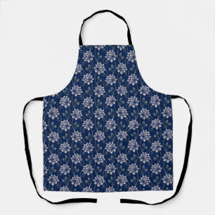 Elegant Blauw Bloemmotief Schort