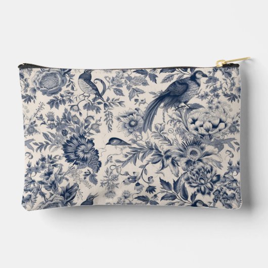 Elegant blauw bloemmotief, Toile de Jouy Etui (Achterkant)