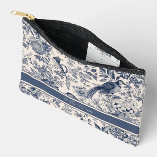 Elegant  blauw bloemmotief, Toile de Jouy Etui (Open)