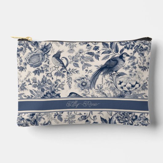 Elegant  blauw bloemmotief, Toile de Jouy Etui (Voorkant)