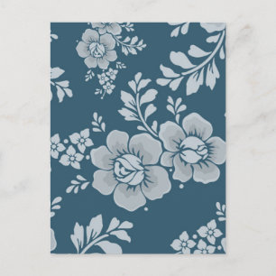 Elegant Blauw Bloemmotief uit het Verleden Briefkaart