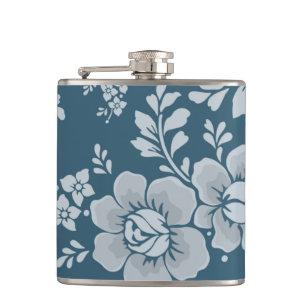 Elegant Blauw Bloemmotief uit het Verleden Heupfles