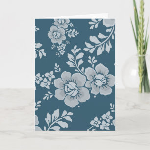 Elegant Blauw Bloemmotief uit het Verleden Kaart
