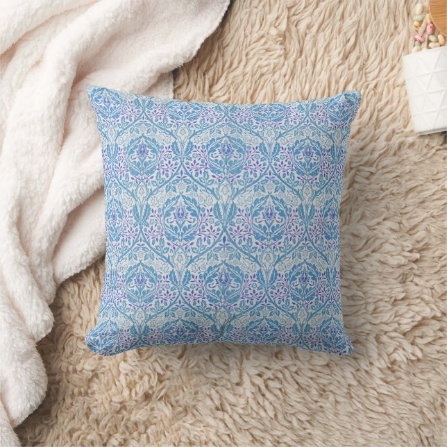 Elegant blauw bloempatroon kussen (Deken)