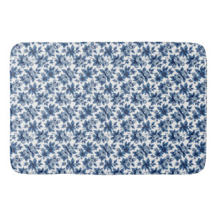 Elegant Blauw Bloempatroon  pioenen Badmat