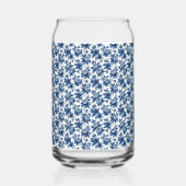Elegant Blauw Bloempatroon pioenen Blikvorm Glas (Voorkant)