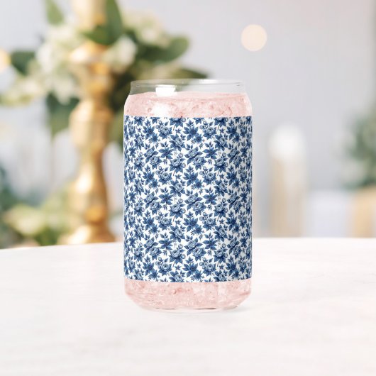 Elegant Blauw Bloempatroon pioenen Blikvorm Glas (Insitu (Huwelijk))