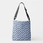 Elegant Blauw Bloempatroon pioenen Crossbody Tas (Voorkant)