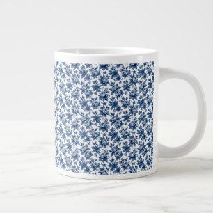 Elegant Blauw Bloempatroon  pioenen Grote Koffiekop