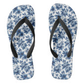 Elegant Blauw Bloempatroon  pioenen Teenslippers (Voetbed)
