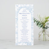 Elegant Blauw Bloemschilderwerk Bruiloftsprogramma Programmakaart (Staand voorkant)